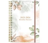 2025-2026 Monthly Planner - July 2025 - December 2026, Two Pages Per Month, 18 Monthly Calendar/Planner with Tabs, Strong Twin-Wire Binding, Inner Pocket, 6.4" x8.5", Rose Leaf