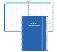 2025-2026 Monthly Planner - 18 Monthly Calendar, January 2025 - June 2026, Two Pages Per Month, 9" x11" Planner with Tabs, Strong Twin-Wire Binding, Inner Pocket, Teal