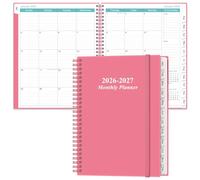 2025-2026 Monthly Planner - October 2025 - December 2026, Two Pages Per Month, 15 Monthly Calendar/Planner with Tabs, Inner Pocket, 9" x 11", Pink