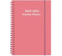 2025 Monthly Planner - December 2024 - December 2025, Two Pages Per Month, 13 Monthly Calendar/Planner with Tabs, Strong Twin-Wire Binding, Inner Pocket, 6.4" x 8.5", Pink