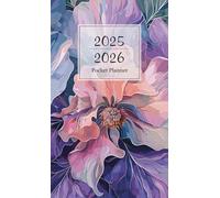 2025-2026 Pocket Planner: For purse, 2-year monthly calendar, from January 2025 to December 2026. Botanical illustration in Impressionism Style.