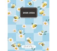 2025- 2026 Student Academic Planner for Tween, Teens, College, Youth, Honey Bees & Daisies on Baby Blue Checkered Background
