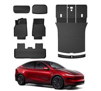 2025 2026 Tesla Model Y Juniper Floor Mats Full Set - TPE All-Weather Floor Liners & Front/Rear Trunk Cargo Mats - Full Cover Rear Trunk Mats - Accessories for The New Tesla Model Y Juniper Set of 7
