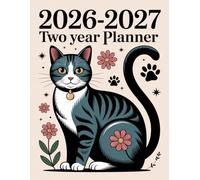 2025-2026 Two Year Planner: Cat themed Cover 2 Page Spreads With Monthly Calendar Grids 24 Month Organizer Schedule