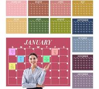 2025-2026 Undated Large Wall Calendar Dry Ease 12 Month Reusable Calendar Blank Planner Yearly Planning New Year Christmas Gift for Office Home Classroom(Classic,40''W x 27.5'' H)