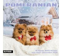 2025-2026 Wall Calendar,Pomeranian Wall Calendar, 12" x 24" Open,Family Planner Calendar Organizer with Pomeranian Images, for Dogs Lovers