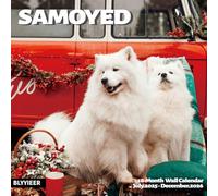2025-2026 Wall Calendar,Samoyed Wall Calendar, 12" x 24" Open,Family Planner Calendar Organizer with Samoyed Images, for Dogs Lovers