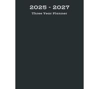 2025 - 2027 Three 3 Year Monthly Calendar Basic Elegant Gunmetal Grey Gray Cover: 36 Month Simple Planner