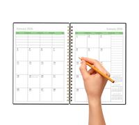 2025-2029 Monthly Planner - Classic A5 Leather Hardcover Journal With Academic Calendar & Annual Study Chart | Ideal For School, College, Workplace, Business & Home