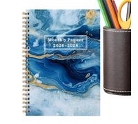 2025-2029 Monthly Planner - Classic A5 Leather Hardcover Journal With Academic Calendar & Annual Study Chart | Ideal For School, College, Workplace, Business & Home