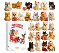 2025, 24 Days Christmas Calendar with Surprise Jewellery, Pomeranian with 2D Acrylic Figures, Advent Counting Calendar, Gift for Men, Women, Teenagers, Teenagers, Wife, Husband
