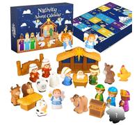2025 25 Days Nativity Christmas Countdown Calendar - Religious Figure Toys For Toddler Kids, Perfect For Classroom Church Bedroom Shelf Desk Decor, Celebrate Christmas Traditions As Festive