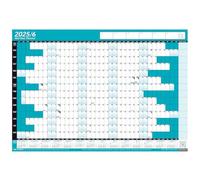 2025/26 Mid Year Academic Yearly Annual Office Home Wall Planner Calendar Chart Poster Unmounted Unlaminated TEAL, A1+ 62cm x 88cm (ROLLED)