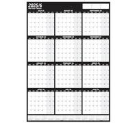2025/26 Mid Year Academic Yearly Annual Office Home Wall Planner Calendar Chart Poster Unmounted Unlaminated BLACK GRID PORTRAIT A2+ 43cm x 62cm (FOLDED)