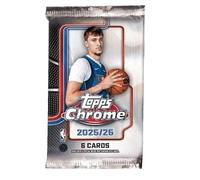 2025-26 Topps Chrome Basketball Pack, 6 Cards Per Pack, Factory Sealed