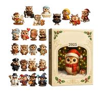 2025 | 2D Acrylic Animal Themed Ornament - 24 Day Countdown Calendar with Owl Ornament | For Men Women Girls Young Family Friends