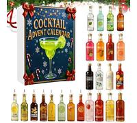 2025 2D Cocktail Ornaments Advent Calendars, 24 Days Christmas Countdown Calendar with 24 Mini Flat Cocktail Pendant, Acrylic Alcohol Wine Pendants for Xmas Tree Wall, Gifts for Cocktail Lovers