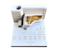 2025 3D Noteblock Calendar Unique Desk Timepiece Tearable Art Table Planner Handmade Paper Cutting Craft for School and Business (White, 8x8x4)