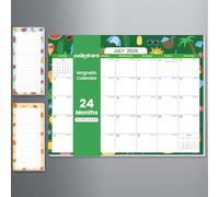 2025.7-2027.6 Magnetic Calendar for Refrigerator with 2 Pack Magnetic Note Pad for Fridge, 2 Year from July 2025 to June 2027 with Seasonal Patterns, Aesthetic Magnet Wall Calendar, 24 Monthly