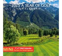 2025 A Year Of Golf Calendar | 7" x 7" | MINI Wall Calendar - Includes PGA (Majors) Tour Dates - (7"x 14" Opened)