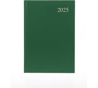2025 A5 Day Per Page Diary with Hardcover and Matching Ribbon Green