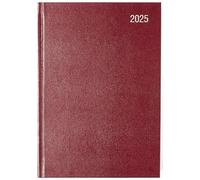 2025 A5 Day Per Page Diary with Hardcover and Matching Ribbon (Maroon)