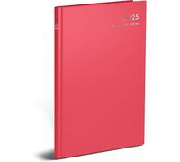 2025 A6 Week to View Diary, Hardback Cover with Ribbon Marker, Full Year Planner (Watermelon Pink)