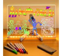 2025 Acrylic Dry Erase Board with Light, Glowing Acrylics Message Marker Board, Acrylic LED Note Board with Adjustable Stand and 7 Color Pens for Room,Store,Office,Festival,Gift (20 * 20cm)