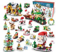2025 Advent Calendar Christmas Building Bricks Set - 1100 PCS Festive Christmas Countdown Toy Playset, 24 Surprise Toys for Kids, Buildable Tree Cottage & Santa Model Gift for Boys Girls Ages 3-12