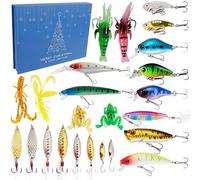 2025 Advent Calendar Christmas Countdown,24 Days Christmas Fishing Advent Calendar with Fishing Lures Set Xmas Gift for Fisher Adult Men Teen Boys Anglers
