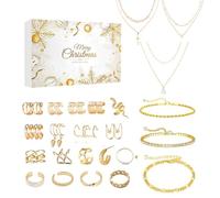 2025 Advent Calendar, Jewellery Girls' Advent Calendars, 24 Days for Christmas, Surprise Gift Set, with Ears, Necklace, Bracelet and Beautiful Ring for Women, Girls