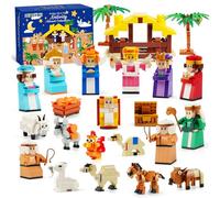 2025 Advent Calendar, Nativity Building Block Set, 24 Days Countdown Calendar/Easter, Christmas, Christian Gift for Children Ages 3+, Nativity Scene Educational Toy, Home Decoration