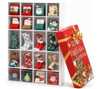 2025 Advent Calendar Socks - 12/24 Pairs Crew Christmas Socks, Breathable Cotton-Blend, Holiday Countdown Gift Box for Men, Women & Teens, Assorted Festive Patterns, Cozy Winter Everyday Wear(24-C)