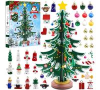 2025 Advent Calendar with a Tabletop Wooden Christmas Tree and 36 Ornaments,24 Days Countdown Calendar For Kids Adults Teens Party Favors, Classroom Prizes,Xmas Gift Decorations