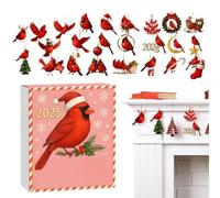 2025 Advent Christmas Calendar,2D Acrylic Bird Ornaments 24 Days - Holiday Calendar Christmas Tree Decorations - for Kids Adults Family Home Decor Wall Window Shelf Branch Office Party