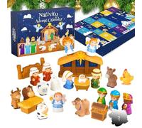 2025 Advent Countdown Count, 2025 Toys Nativity Scene Advent, Countdown Calendar with Religious Figures, for Kids Room Living Room Classroom Office Church Shelf Desk