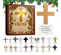2025 Advent Cross, 2D Acrylic Christian Christmas Decoration - Religious Countdown Calendar 20 Days for Christmas Tree Car Wreath Coat Wall Window