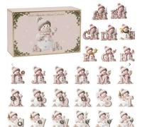 2025 Alphabet Snowman Advent Calendar, A To Z Snowman Figurines Advent Calendar,Countdown To Christmas,Collectible 2D Plane Acrylic Xmas Tree Hanging Ornament Decorations
