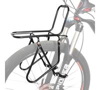 2025 Aluminum Alloy Bike Front Pannier Rack Weight 550g with Upgraded Clamp Ring 15kg Load Bicycle Cargo Rack Can Carry Pannier Bag/Basket/Tent/Sleeping Bag,Black,A