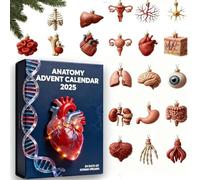 2025 Anatomy Advent Calendar, 24 Days Christmas Countdown, Funny Human Body Ornaments with Skeleton, Heart, Brain Figurine, Gift for Medical Students & Doctors, Science Decor