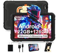 2025 Android 14 Tablet, 10 inch Tablets 22GB+128GB +1TB Expand, 8000mAh Octa-Core Tablet w/ Drop-proof Case, HD IPS Display, GPS, 5G WIFI, Split Screen,Widevine L1, for Adults and Kids -Metal Black