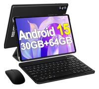 2025 Android 15 Tablet with Keyboard, 10.1" FHD Display, 30GB RAM, 64GB ROM, 1TB Expand, Octa-Core 2.0GHz, Widevine L1, Battery 6000mAh, WiFi 5G and GPS, Gemini AI, Tablet PC 2 in 1