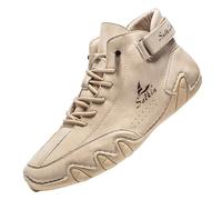 2025 Ankle Boots Women's Pair Foreign Trade High Top Boots Men Women Leisure Short Boots Trend Breathable Leather Shoes, beige, 7 UK