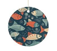 2025 Annual Christmas Ceramic Animation Style Fish Ornaments Elegant Decorative Christmas Hanging Art Ornaments Decorations for Xmas Tree Wreath Holiday Party Wedding Keepsake Gift