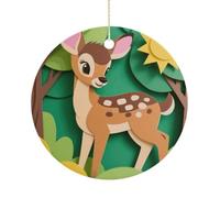 2025 Annual Christmas Ceramic Bambi Printed Ornaments Elegant Decorative Christmas Hanging Art Ornaments Decorations for Xmas Tree Wreath Holiday Party Wedding Keepsake Gift