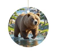 2025 Annual Christmas Ceramic Bear Crossing The River Ornaments Elegant Decorative Christmas Hanging Art Ornaments Decorations for Xmas Tree Wreath Holiday Party Wedding Keepsake Gift