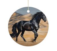 2025 Annual Christmas Ceramic Black Arabian Horse Ornaments Elegant Decorative Christmas Hanging Art Ornaments Decorations for Xmas Tree Wreath Holiday Party Wedding Keepsake Gift