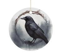 2025 Annual Christmas Ceramic Black Crow Ornaments Elegant Decorative Christmas Hanging Art Ornaments Decorations for Xmas Tree Wreath Holiday Party Wedding Keepsake Gift