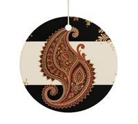 2025 Annual Christmas Ceramic Boho Printed Ornaments Elegant Decorative Christmas Hanging Art Ornaments Decorations for Xmas Tree Wreath Holiday Party Wedding Keepsake Gift