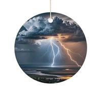 2025 Annual Christmas Ceramic Cloud Lightning Ornaments Elegant Decorative Christmas Hanging Art Ornaments Decorations for Xmas Tree Wreath Holiday Party Wedding Keepsake Gift